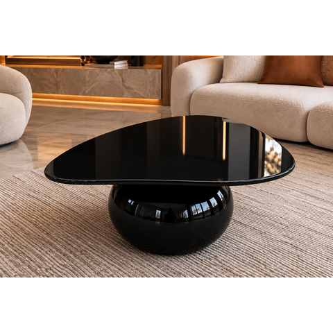 Mesa de Centro Orgânica Elara 90x95cm – Laca Preto