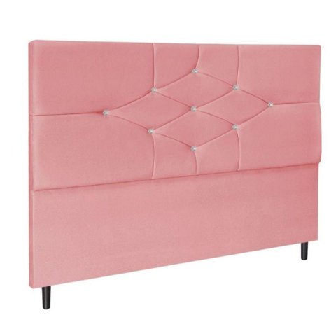 Cabeceira Estofada Cama Box Casal 140cm Camboriú Suede Rosa