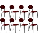 Ver imagem 1 de Kit 08 Cadeiras Estofada para Sala de Jantar Azuri Preto C01 Veludo Vermelho Vinho - Lyam Decor
