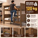 Ver imagem 3 de Beliche Solteiro Vira 2 Camas 100% MDF Reforçada Castanho Proteção Lateral