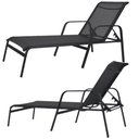 Ver imagem 1 de Kit 2 Cadeira Espreguiçadeira de Piscina Alumínio e Tela Sling Preto + Mesinha Preto