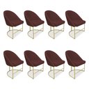 Ver imagem 1 de Kit 08 Cadeiras Poltrona de Jantar Bela Suede Base Metálica Industrial Dourado - Pallazio