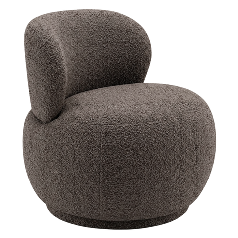 Poltrona Decorativa Aimê Premium Bouclé Marrom Escuro Sala Dekorien