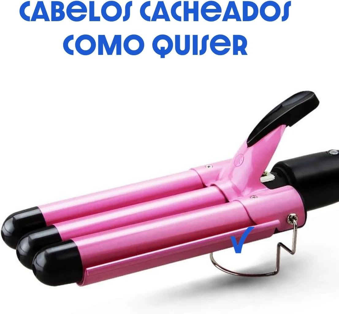 Modelador de Cachos 25mm Prancha Profissional Cacheador Cachos Triondas - Cerâmica Ondas Perfeitas a - 4