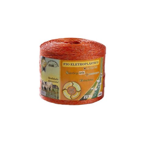 Fio Eletroplástico Rolo 500m Laranja Leve 2mm para Cercas Elétricas Ep500 - Zebu 2137-7