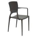 Ver imagem 2 de Cadeira Plastica Monobloco com Bracos Sofia Marrom