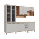 Ver imagem 3 de Cozinha Modulada Completa 7 Peças com Cristaleira 12 Portas 2 Gavetas Isabelle Bege/Freijó/Arenas