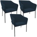 Ver imagem 1 de Kit 3 Cadeiras para Sala de Jantar Estar Living Olívia L02 Suede Azul - Lyam Decor