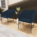 Ver imagem 2 de Kit 3 Cadeiras para Sala de Jantar Estar Living Olívia L02 Suede Azul - Lyam Decor