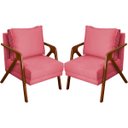 Ver imagem 1 de Kit 2 Poltrona Decorativa para Sala Recepção Consultório Reforçada em Madeira Maciça Shine Suede