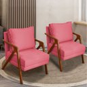 Ver imagem 2 de Kit 2 Poltrona Decorativa para Sala Recepção Consultório Reforçada em Madeira Maciça Shine Suede