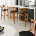 Ver imagem 2 de Kit 04 Banquetas Altas Cozinha Bancada Bar Sala Jantar Estofada Ávila L02 Couríssimo Preto - Lyam Ly