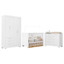 Ver imagem 1 de Dormitório Infantil Zaki Guarda Roupa, Cômoda e Berço Katatau Branco Fosco - Reller Móveis