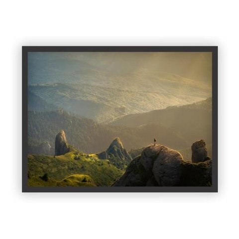 Quadro Decorativo Paisagens Variadas Moldura Preta Mod 13