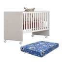 Ver imagem 1 de Berço Doce Sonho Reto Branco com Rodízios e Colchão Baby Physical - Qmovi