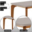 Ver imagem 6 de Conjunto de Jantar Liz 4 Lugares Tampo MDF com Vidro Serigrafado Canto Copo Creme 120cm Moderna