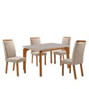 Ver imagem 2 de Conjunto de Jantar Liz 4 Lugares Tampo MDF com Vidro Serigrafado Canto Copo Creme 120cm Moderna