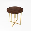 Ver imagem 1 de Mesa Redonda Dourada 80cm Tampo Madeira Imbuia Industrial