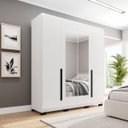 Ver imagem 1 de Roupeiro Solteiro Madri 4 Portas com Espelho 161x214cm Branco 250828