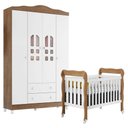 Ver imagem 1 de Berço Americano Lila e Guarda Roupa Infantil New Selena 4 Portas Branco Acetinado Amadeirado Mó