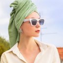 Ver imagem 2 de Jogo C/ 3 Toalhas de Banho Marselha 70x140cm - 100% Algodão - Verde Menta / Azul Petróleo / Açaí