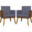 Ver imagem 1 de Kit 2 Poltronas Decorativas Lis Corino e Suede Cores Pé Palito 30cm - Cinza, Suede/corino