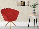 Ver imagem 4 de Poltrona Decorativa Pétala Base Giratória Madeira Couro Vermelho Mz Decor