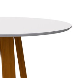 Mesa De Jantar Para 4 Lugares Tampo Redondo Com Vidro 1,20m Vitoria Cor Ypê Off White New Ceval 2310 - 2