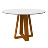 Mesa De Jantar Para 4 Lugares Tampo Redondo Com Vidro 1,20m Vitoria Cor Ypê Off White New Ceval 2310 - 1