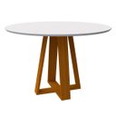 Ver imagem 1 de Mesa De Jantar Para 4 Lugares Tampo Redondo Com Vidro 1,20m Vitoria Cor Ypê Off White New Ceval 2310