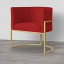 Ver imagem 1 de Poltrona Decorativa Estofada Base de Ferro Sala Luana Suede Vermelho - LM DECOR