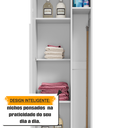Ver imagem 3 de Armário Multiuso 2 Portas com Chave e 4 Prateleiras com Nicho e Suporte para Vassoura Caribe Branco