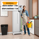 Ver imagem 6 de Armário Multiuso 2 Portas com Chave e 4 Prateleiras com Nicho e Suporte para Vassoura Caribe Branco