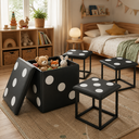 Ver imagem 5 de Puff 5 x1 Design Moderno Ddo em Aço Corino Preto Versátil