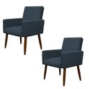 Ver imagem 1 de Kit 2 Poltronas Decorativa Sala e Quarto Nina Suede Herrero:azul Marinho