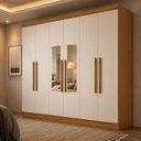 Ver imagem 1 de Guarda Roupa Casal com Espelho 6 Portas 2 Gavetas Lyon Yescasa Cinamomo/Off White