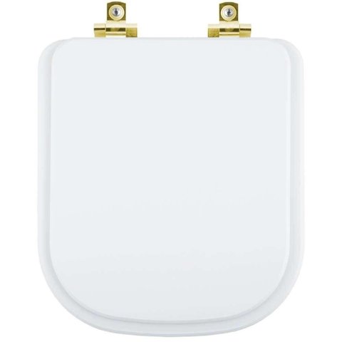 Assento Sanitário com Amortecedor Axis Branco para Vaso Deca com Ferragem Dourada