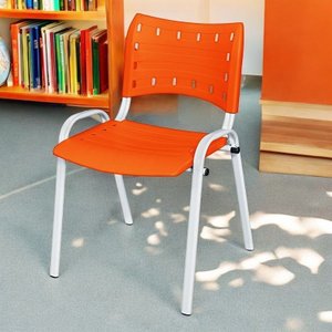 Cadeira Iso Base Branco Igreja, Escola, Escritório - Laranja Kit 10 Peças
