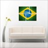 Quadro Bandeira Do Brasil Mosaico 4 Peças Com Moldura - 4