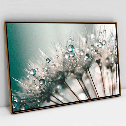 Quadro Decorativo em Canvas Floral Dente de Leão TaColado Moldura Flutuante 4,5cm Freijó 120 x 80cm