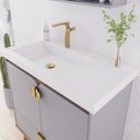 Ver imagem 6 de Gabinete para Banheiro 80cm com 2 Portas 1 Gaveta e Cuba de Embutir Trancoso Cinza/Platina