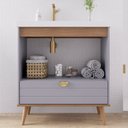 Ver imagem 4 de Gabinete para Banheiro 80cm com 2 Portas 1 Gaveta e Cuba de Embutir Trancoso Cinza/Platina