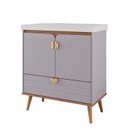 Ver imagem 2 de Gabinete para Banheiro 80cm com 2 Portas 1 Gaveta e Cuba de Embutir Trancoso Cinza/Platina