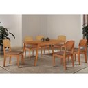 Ver imagem 1 de Sala Jantar Mesa Havana Tampo Curvo 180cm+6 Cadeiras Havana Naturale - Corano Capuccino - Rufato