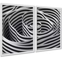 Ver imagem 2 de Kit 2 Quadros Decorativos Espiral Listras Branco Preto 24x18cm - com Vidro:moldura Preta