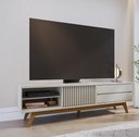Ver imagem 1 de Rack Bancada Veneza com Portas Deslizantes e 02 Gavetas Off White Matte - Colibri
