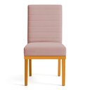 Ver imagem 3 de Cadeira de Jantar Mavie Estofada para Sala de Jantar Sofisticado Linhas Horizontais - Veludo Rosê
