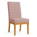 Ver imagem 2 de Cadeira de Jantar Mavie Estofada para Sala de Jantar Sofisticado Linhas Horizontais - Veludo Rosê