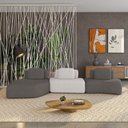 Ver imagem 1 de Sofá 3 Lugares Orgânico com Chaise e 2 Módulos Berlim Bouclê Gf K01 - D’Rossi