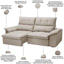 Ver imagem 3 de Sofá 3 Lugares Retrátil Reclinável para Sala 230cm Giotto F04 Veludo Bege - Lyam Decor